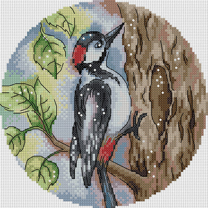 Woodpecker - 14CT Stamped Cross Stitch 21*21CM(Joy Sunday)