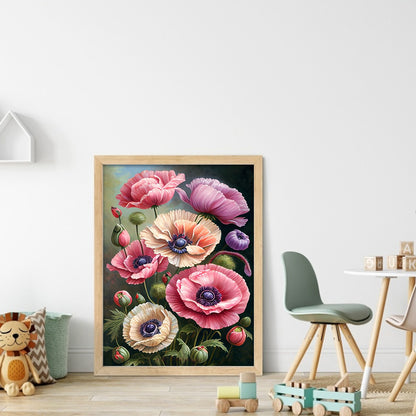 Poppy Flower - 11CT Stamped Cross Stitch 40*55CM