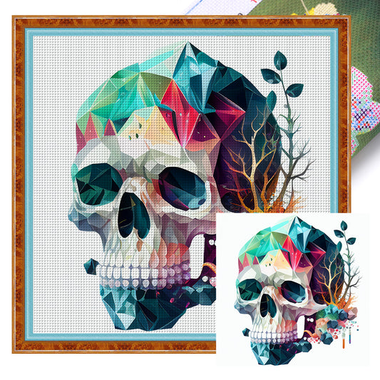 Color Skull - 11CT Stamped Cross Stitch 50*50CM