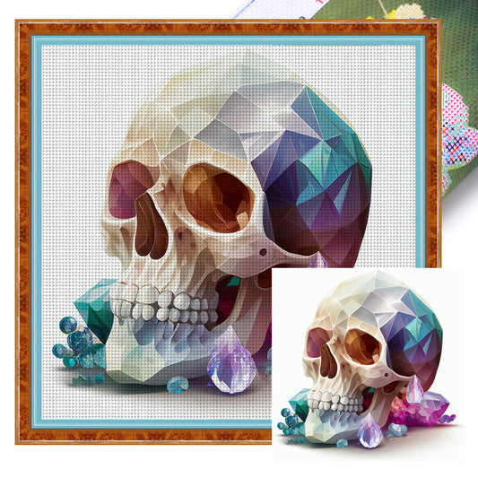 Color Skull - 11CT Stamped Cross Stitch 50*50CM