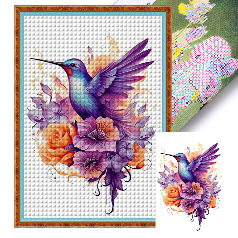 Hummingbird And Flower - 18CT Stamped Cross Stitch 30*45CM