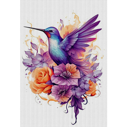 Hummingbird And Flower - 18CT Stamped Cross Stitch 30*45CM