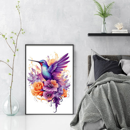 Hummingbird And Flower - 18CT Stamped Cross Stitch 30*45CM