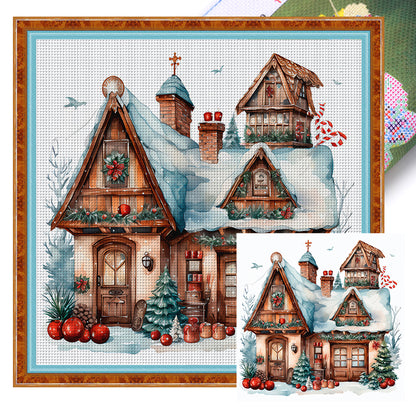 Retro Christmas Cabin - 11CT Stamped Cross Stitch 50*50CM