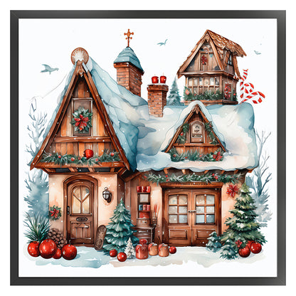 Retro Christmas Cabin - 11CT Stamped Cross Stitch 50*50CM