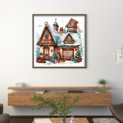 Retro Christmas Cabin - 11CT Stamped Cross Stitch 50*50CM