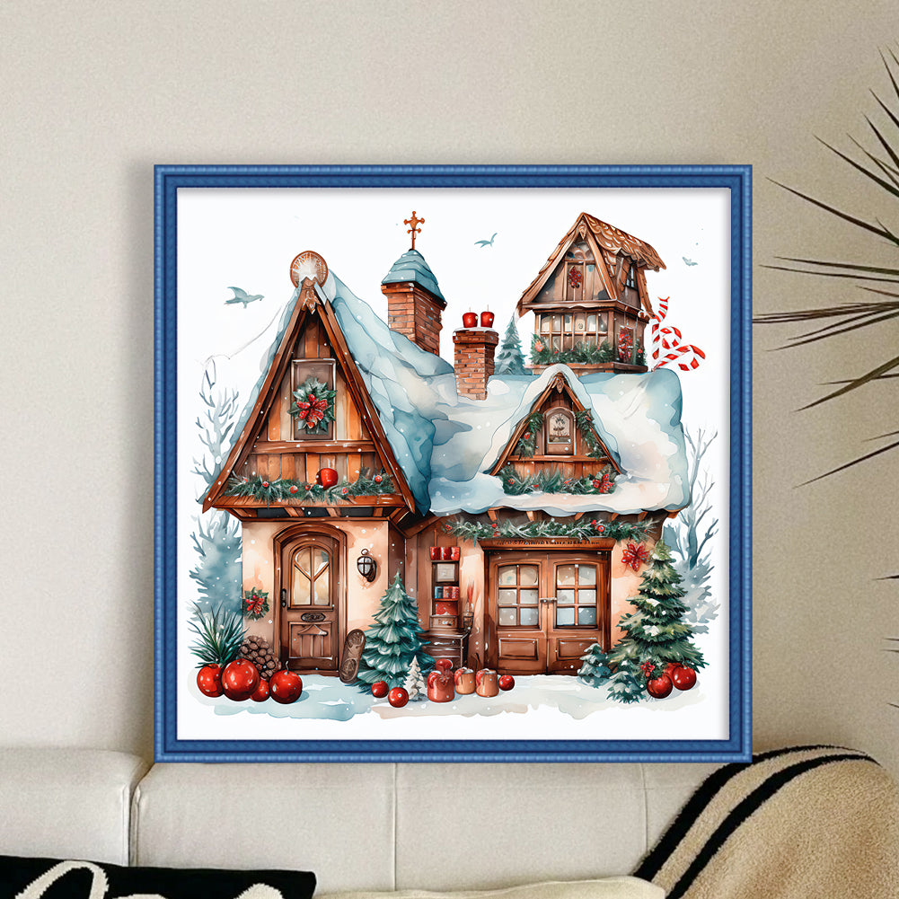 Retro Christmas Cabin - 11CT Stamped Cross Stitch 50*50CM