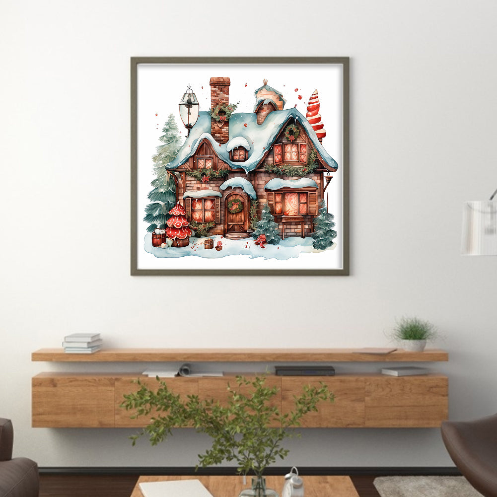 Retro Christmas Cabin - 11CT Stamped Cross Stitch 50*50CM