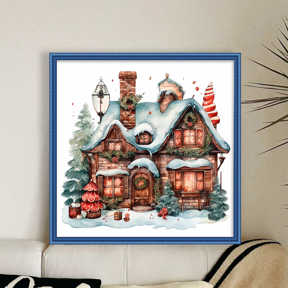 Retro Christmas Cabin - 11CT Stamped Cross Stitch 50*50CM