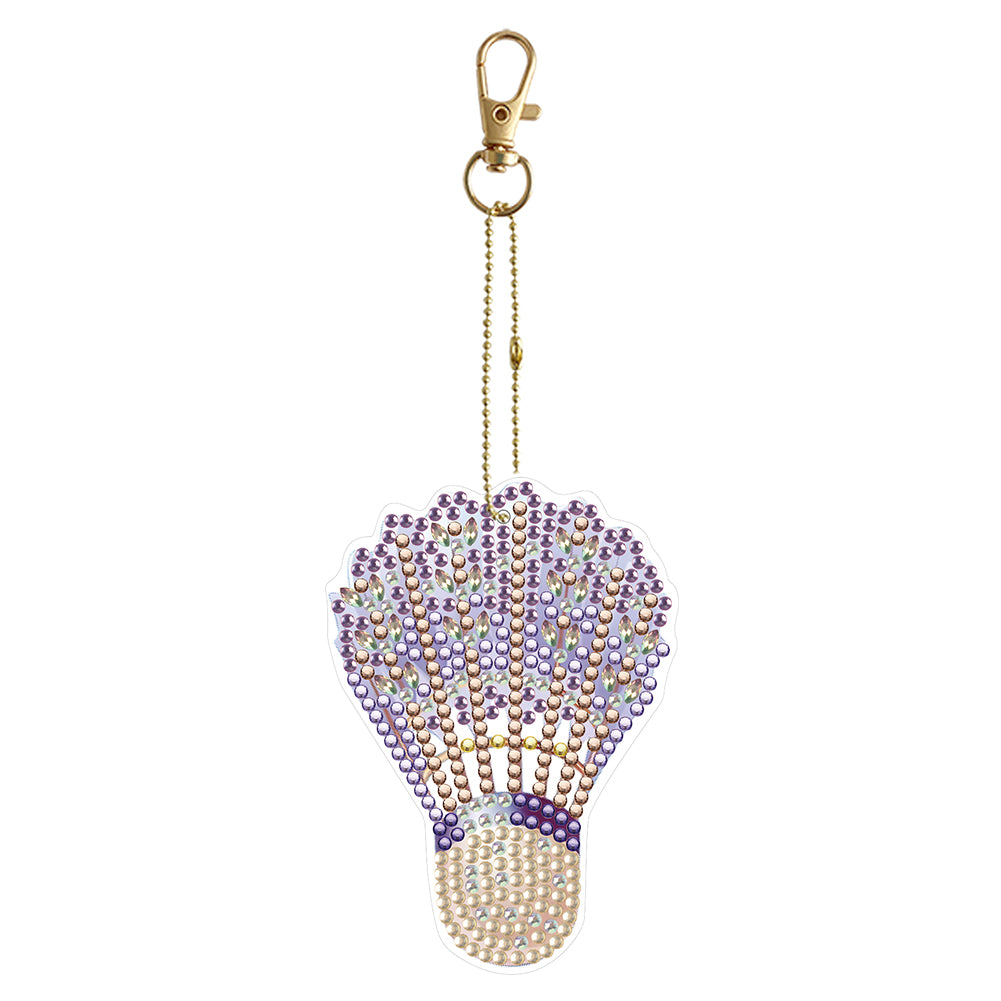 Double Sided Special Shape Diamond Painting Keychain (Purple Badminton)