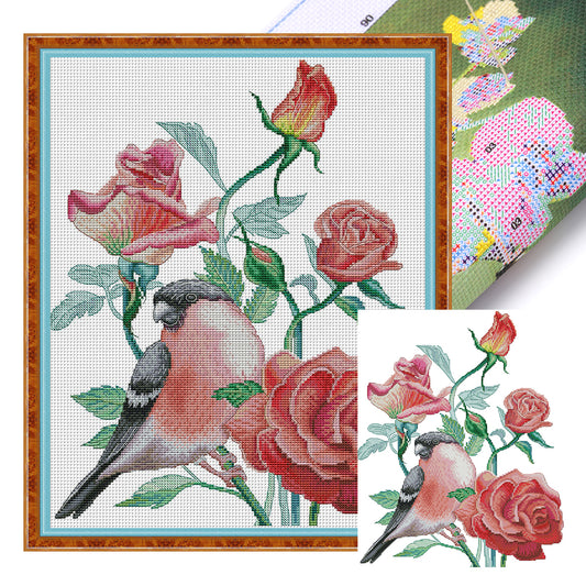 Birds And Roses - 14CT Stamped Cross Stitch 34*43CM(Joy Sunday)