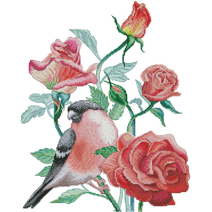 Birds And Roses - 14CT Stamped Cross Stitch 34*43CM(Joy Sunday)