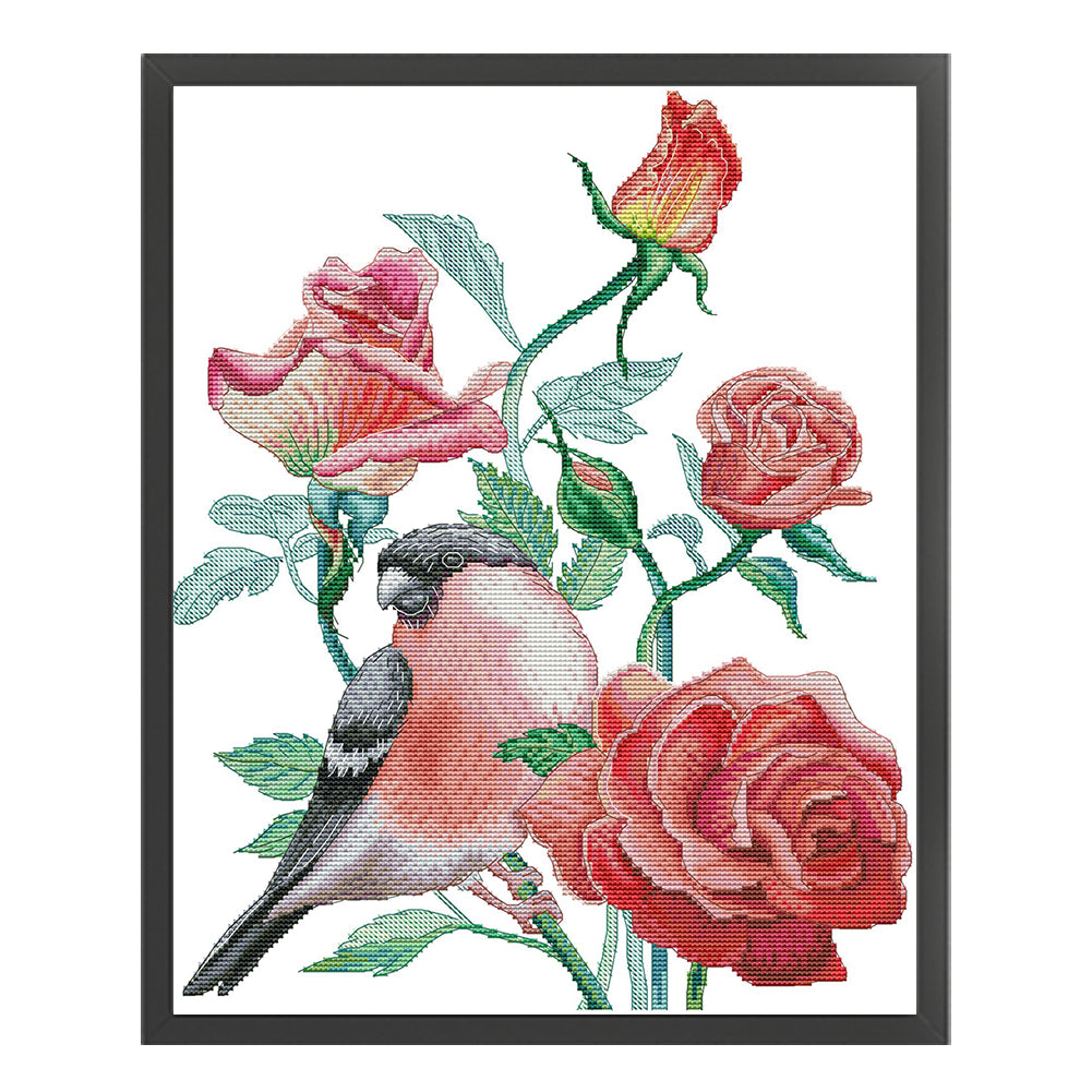 Birds And Roses - 14CT Stamped Cross Stitch 34*43CM(Joy Sunday)