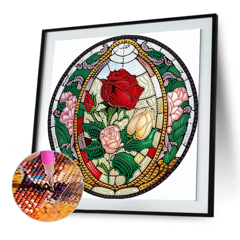 Round Rose - Special Shaped Drill Diamond Painting 30*30CM