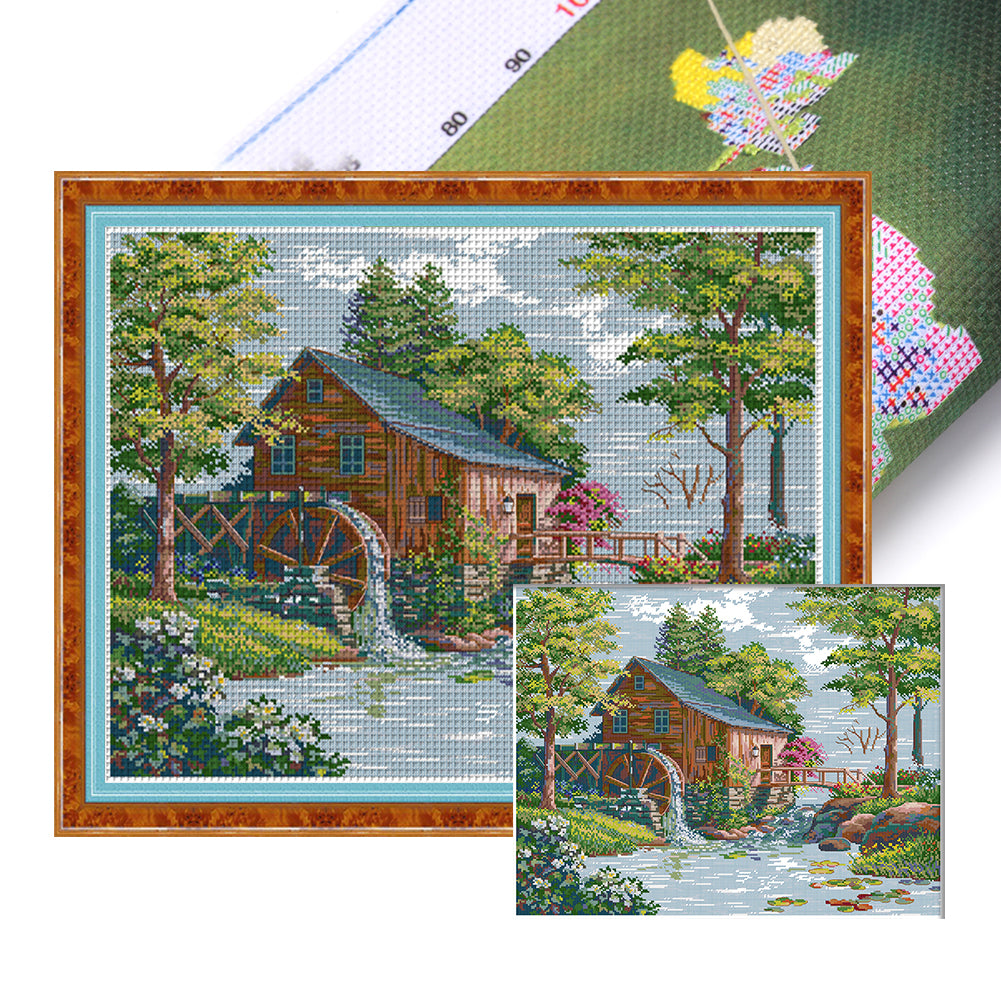 Water Mill 1 - 14CT Stamped Cross Stitch 55*46CM(Joy Sunday)