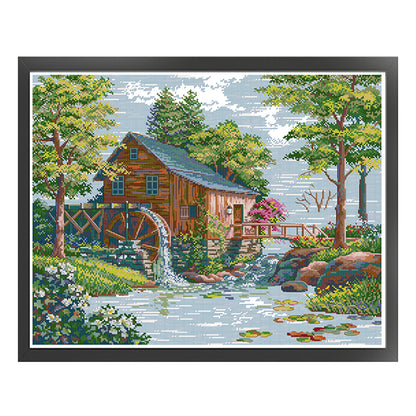 Water Mill 1 - 14CT Stamped Cross Stitch 55*46CM(Joy Sunday)