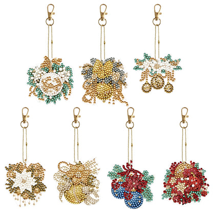 7PCS Double Sided Special Shape Diamond Painting Keychain (Christmas Decor)