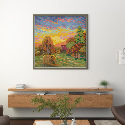 Autumn Evening Sun - 14CT Stamped Cross Stitch 26*26CM(Joy Sunday)