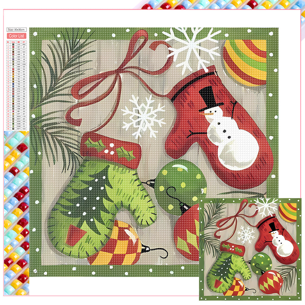 Christmas Gloves - Full Square Drill Diamond Painting 30*30CM