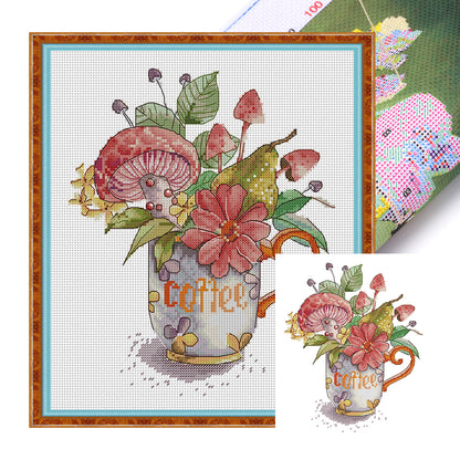 Coffee Cup Three - 14CT Stamped Cross Stitch 28*32CM(Joy Sunday)