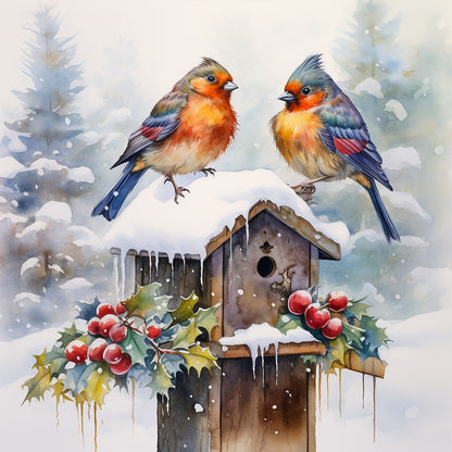 Snow Bird - Full Round Drill Diamond Painting 30*30CM