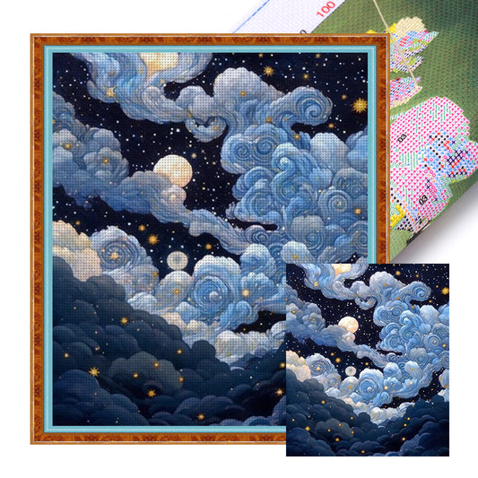 Night Sky Clouds - 18CT Stamped Cross Stitch 35*40CM