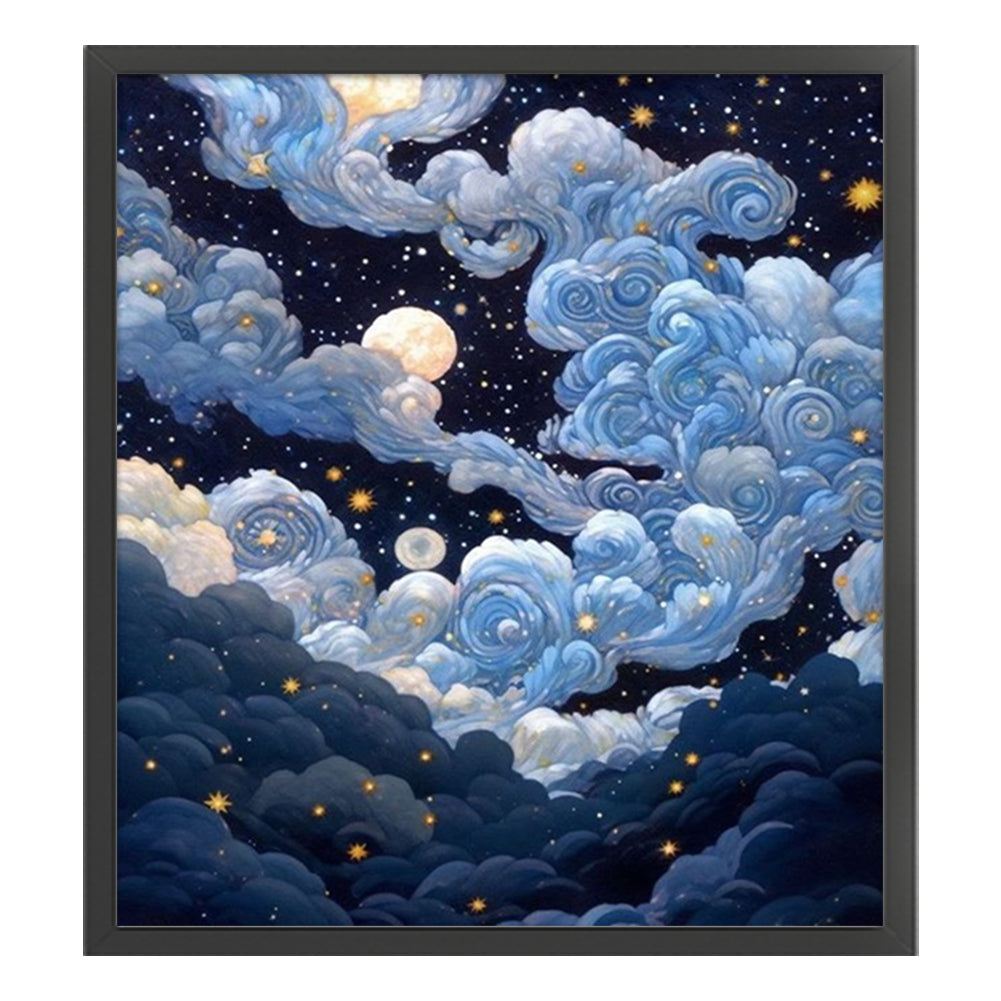 Night Sky Clouds - 18CT Stamped Cross Stitch 35*40CM