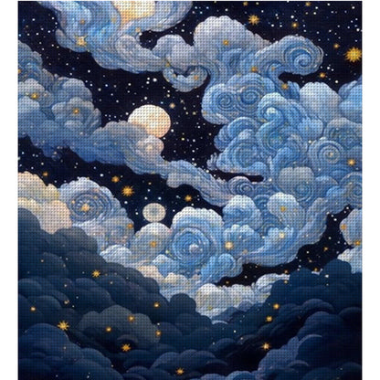 Night Sky Clouds - 18CT Stamped Cross Stitch 35*40CM