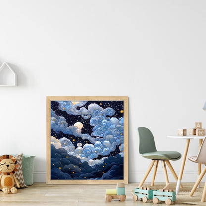 Night Sky Clouds - 18CT Stamped Cross Stitch 35*40CM