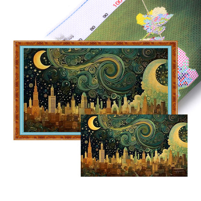 City Under The Moon - 18CT Stamped Cross Stitch 50*30CM