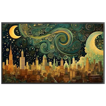 City Under The Moon - 18CT Stamped Cross Stitch 50*30CM