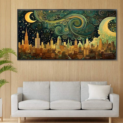 City Under The Moon - 18CT Stamped Cross Stitch 50*30CM