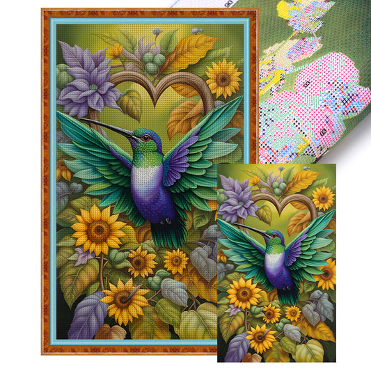 Sunflower Hummingbird - 11CT Stamped Cross Stitch 35*60CM