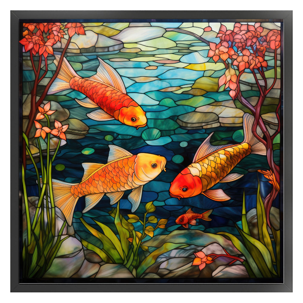 Glass Painting-Goldfish - 11CT Stamped Cross Stitch 50*50CM