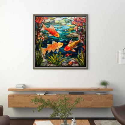 Glass Painting-Goldfish - 11CT Stamped Cross Stitch 50*50CM