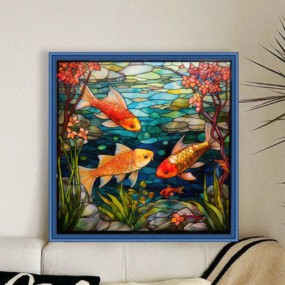 Glass Painting-Goldfish - 11CT Stamped Cross Stitch 50*50CM