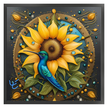 Sunflowers And Hummingbirds - 11CT Stamped Cross Stitch 50*50CM