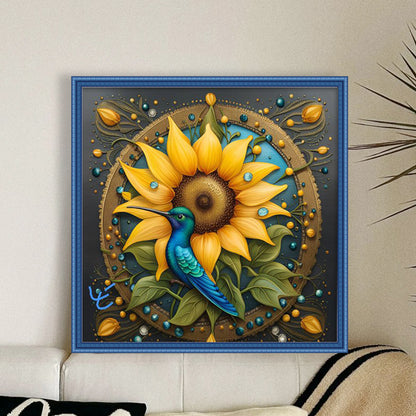 Sunflowers And Hummingbirds - 11CT Stamped Cross Stitch 50*50CM