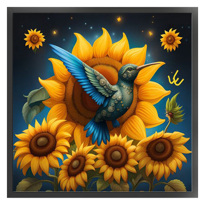 Sunflowers And Hummingbirds - 11CT Stamped Cross Stitch 50*50CM