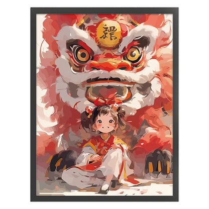 Lion Awakening Girl - 11CT Stamped Cross Stitch 50*63CM