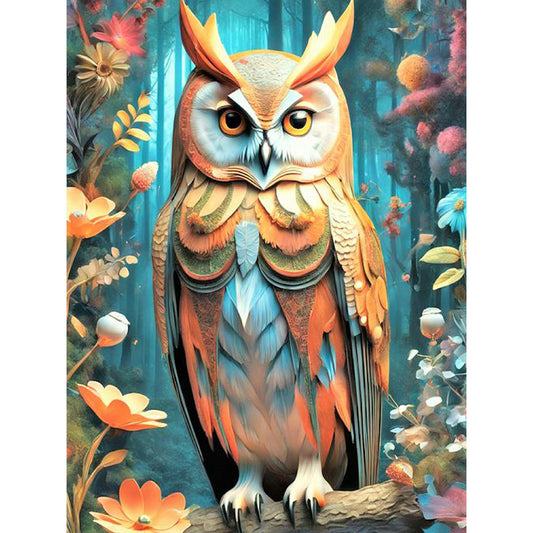 Owl On Branch - Full Round Drill Diamond Painting 30*40CM