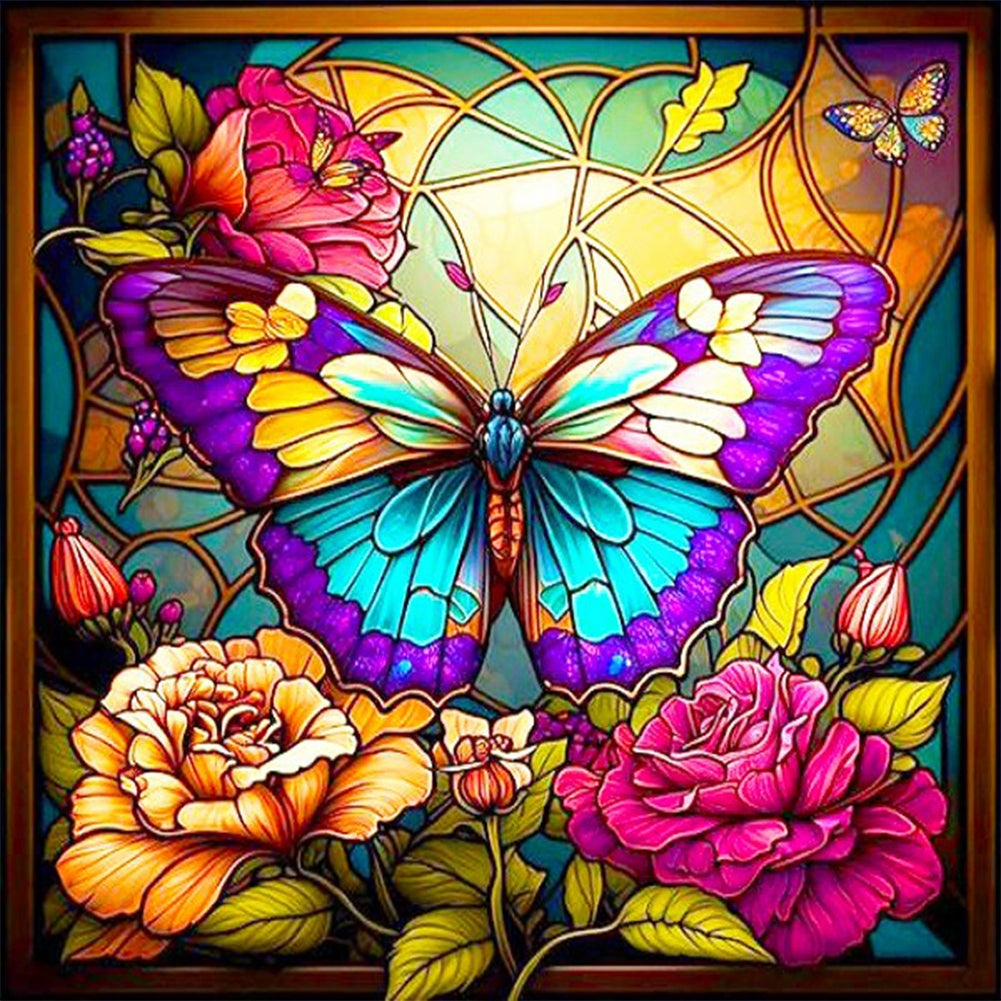 Butterfly Glass Painting - Full Round Drill Diamond Painting 30*30CM