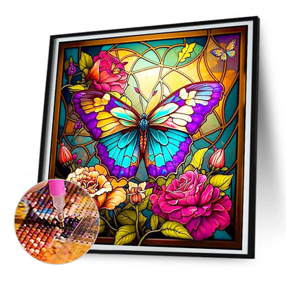 Butterfly Glass Painting - Full Round Drill Diamond Painting 30*30CM