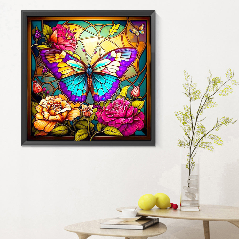 Butterfly Glass Painting - Full Round Drill Diamond Painting 30*30CM