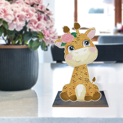 Wooden Desktop Diamond Painting Ornament Diamond Table Decor (Baby Giraffe #3)