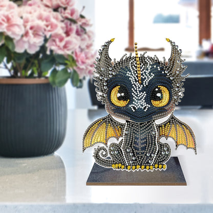 Wooden Desktop Diamond Painting Ornament Diamond Art Table Decor(Baby Dragon #7)