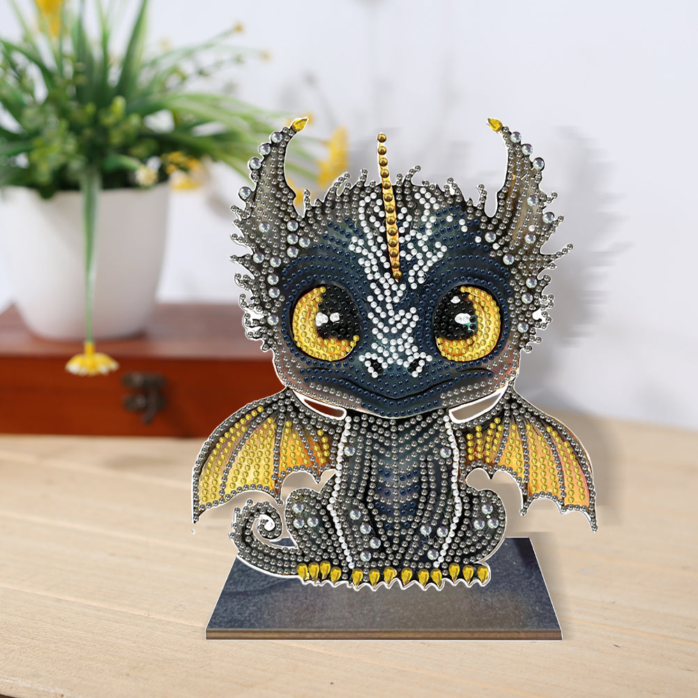 Wooden Desktop Diamond Painting Ornament Diamond Art Table Decor(Baby Dragon #7)