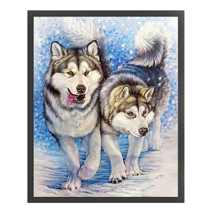 Wolf In The Snow - 11CT Stamped Cross Stitch 40*50CM