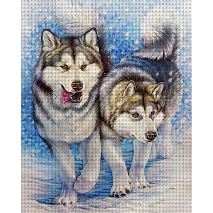 Wolf In The Snow - 11CT Stamped Cross Stitch 40*50CM