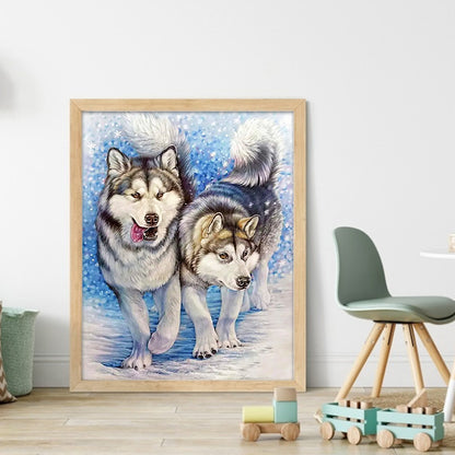 Wolf In The Snow - 11CT Stamped Cross Stitch 40*50CM